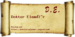 Doktor Elemér névjegykártya